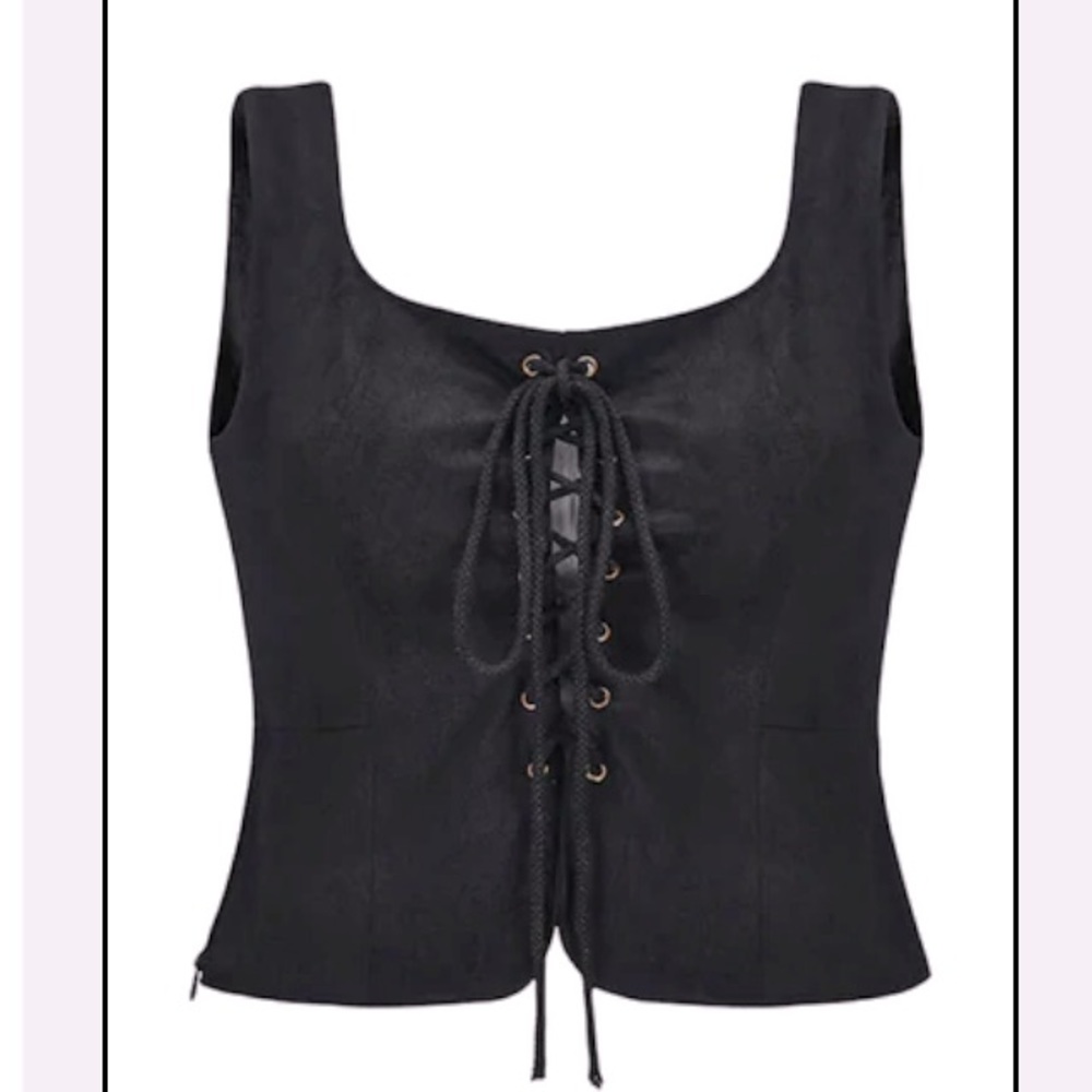 Black Lace-Up Top